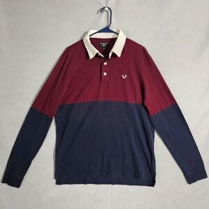True Religion Mens Color Block Rugby Shirt 100% Cotton 104933 Size Large